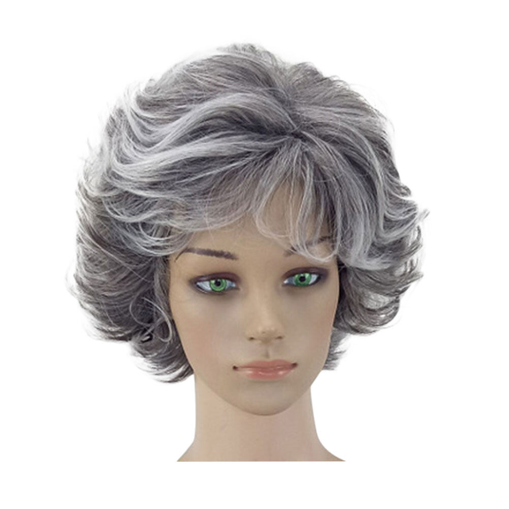 BESTONZON 1Pc Women Short Wavy Hair Wig Prop Puffy Granny Short Curly