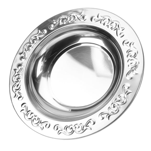 BESTONZON 1Pc Silver Stainless Steel Food Plate for Household Tableware Use