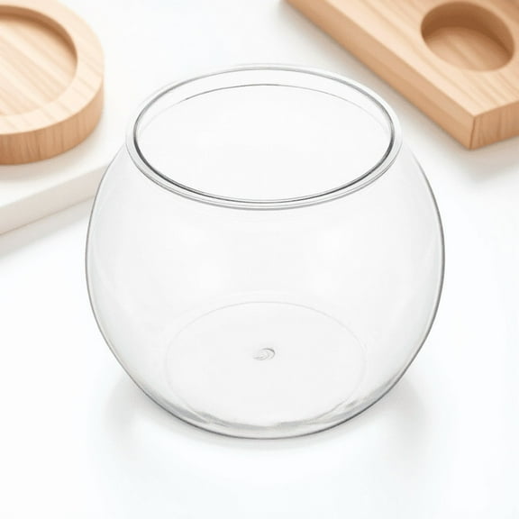 BESTONZON 2 Gallon Plastic Round Goldfish Bowl Fish Tank Hydroponic Plant Holder for Office Table Decor