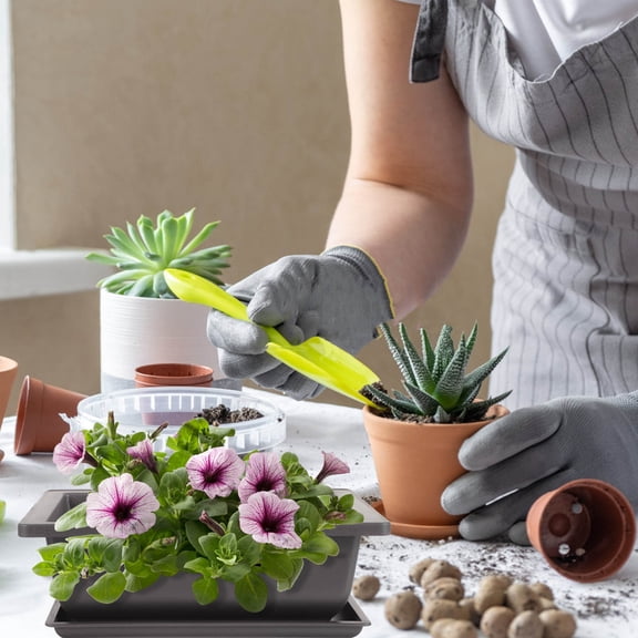 BESTONZON Clear Potting Containers for Plants Plastic 2 Sets Black for Indoor Use