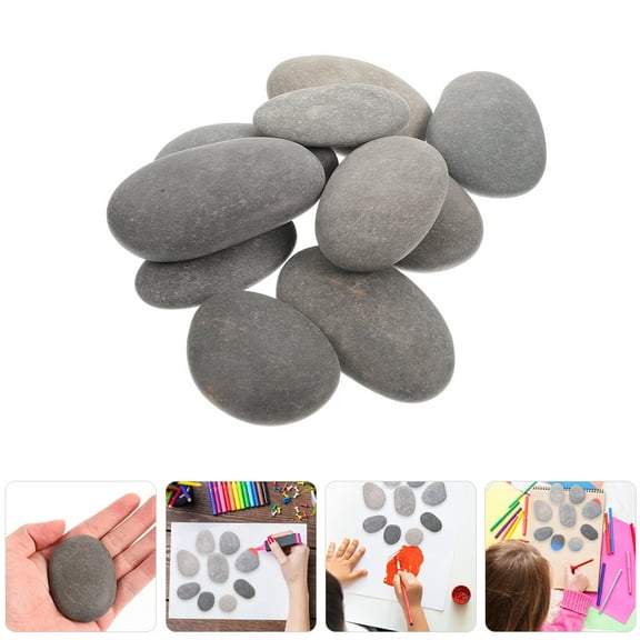 BESTONZON 20Pcs DIY River Rocks Natural Grey Pebbles for Painting and Craft Projects