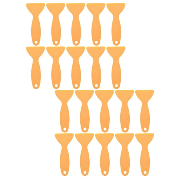 BESTONZON 20Pcs Auto Film Vinyl Scraper Yellow Plastic Car Squeegee Tool with Triangular Shape for Precision Use