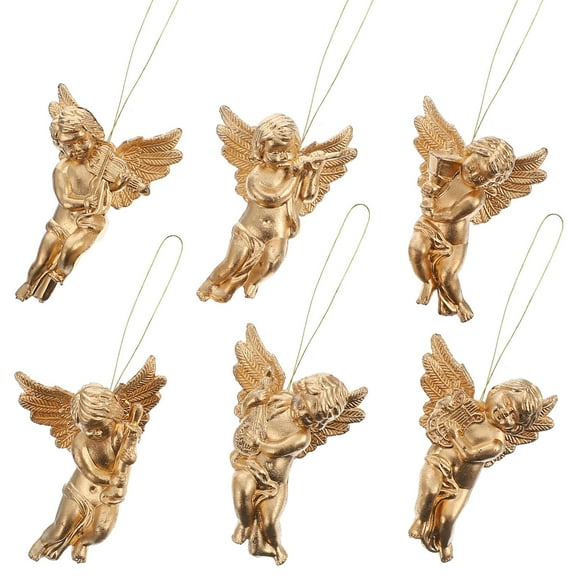 BESTONZON 24Pcs Mini Figurine Angel Crafting Plastic Christmas Tree Decorations