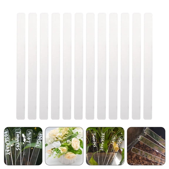 BESTONZON 24Pcs Acrylic Plant Label Tags Lightweight Transparent Ground Tags for Garden Use