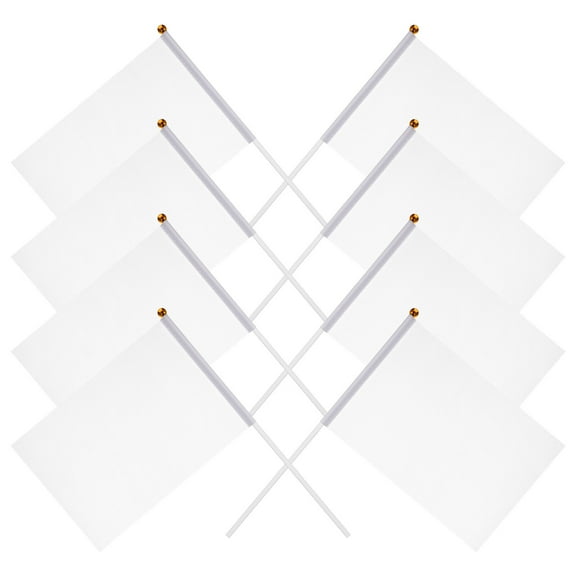 BESTONZON Hand Waving Flag White Blank Design for Festivals Easy to Hold 24Pcs