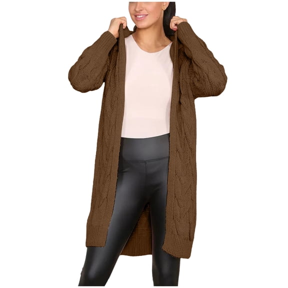AUNVITO Women's Sweater Cardigan Loose Fit Solid Color Casual Long Sleeve Open Front Cozy Knit Top Acrylic Material 700g Lightweight
