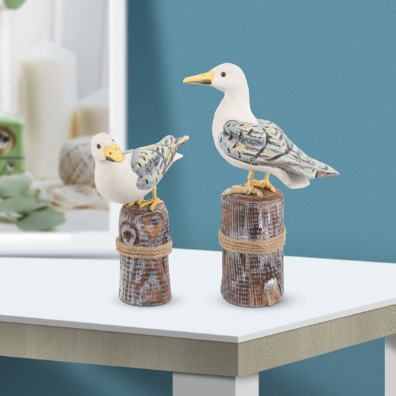 BESTONZON 2Pcs Assorted Wooden Beach Bird Figurines Elegant Figurine Decor for Bedroom