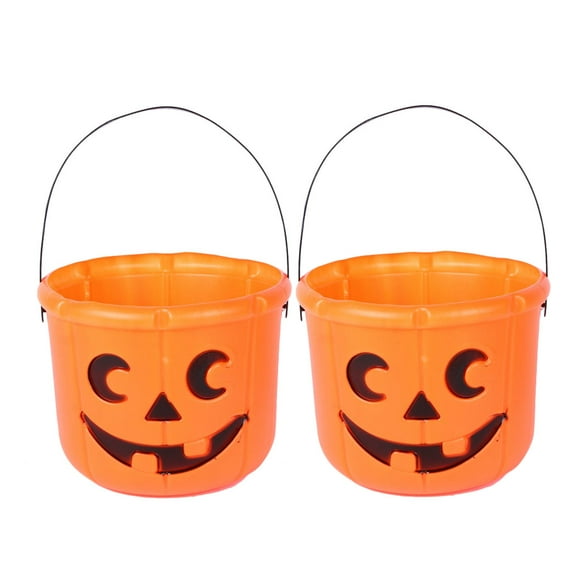 Homoyoyo Pumpkin Bucket Lantern Orange 2Set For Indoor Outdoor