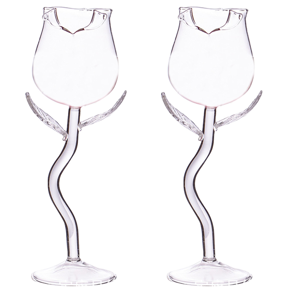 BESTONZON 2pcs Creative Rose Flower Wine Glasses Party Dinner Festival