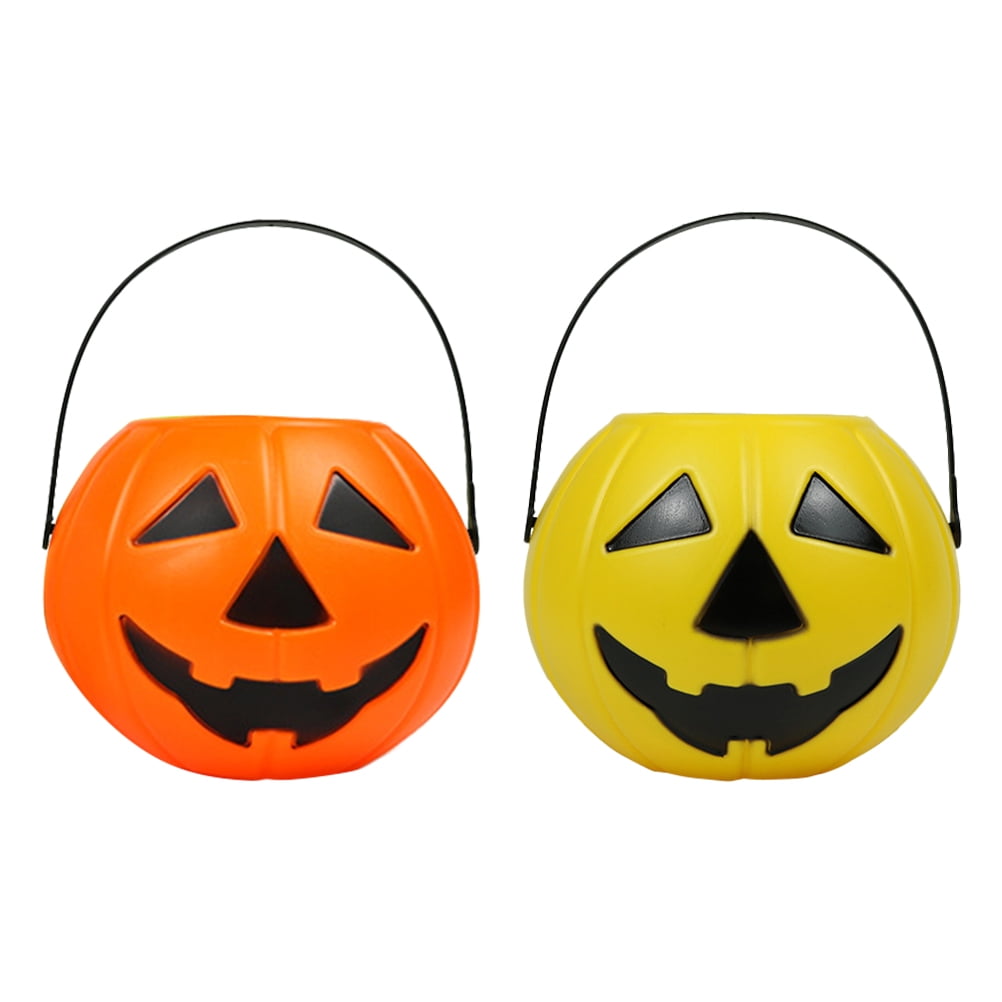 BESTONZON 2pcs Halloween Pumpkin Bucket Pumpkin Candy Holder Plastic