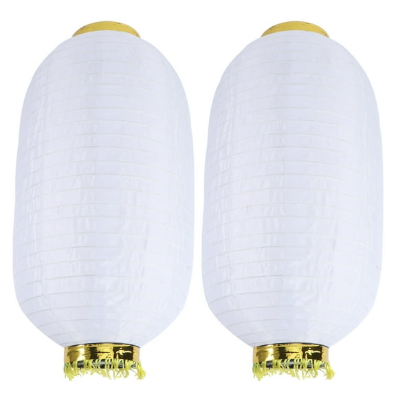 BESTONZON 2pcs Janpanese Style Lantern Decoration Waterproof Foldable Silk Lantern for Birthday Bridal Wedding Baby Shower Festival Party (White)