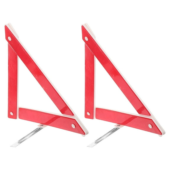 BESTONZON 2Pcs Red Reflective Triangular Safety Warning Signs Foldable Emergency Roadside
