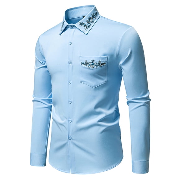 Donemore Men's Button-Down Collar Long Sleeve Print Shirt Durable Cotton Casual Comfort Fit Stylish Workwear Top