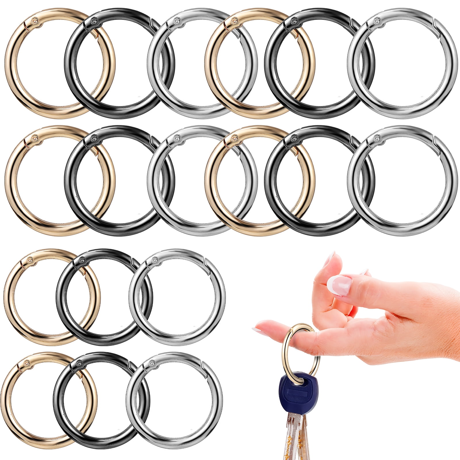 BESTONZON 30 Pcs Round Carabiners Clips O Ring Snap Clip Hooks for