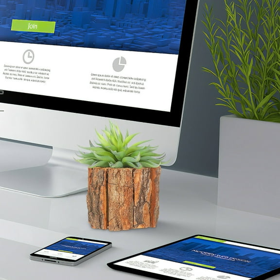 BESTONZON 3pcs Birch Bark Vase Waterproof Rustic Flower Pot Wedding Light Brown