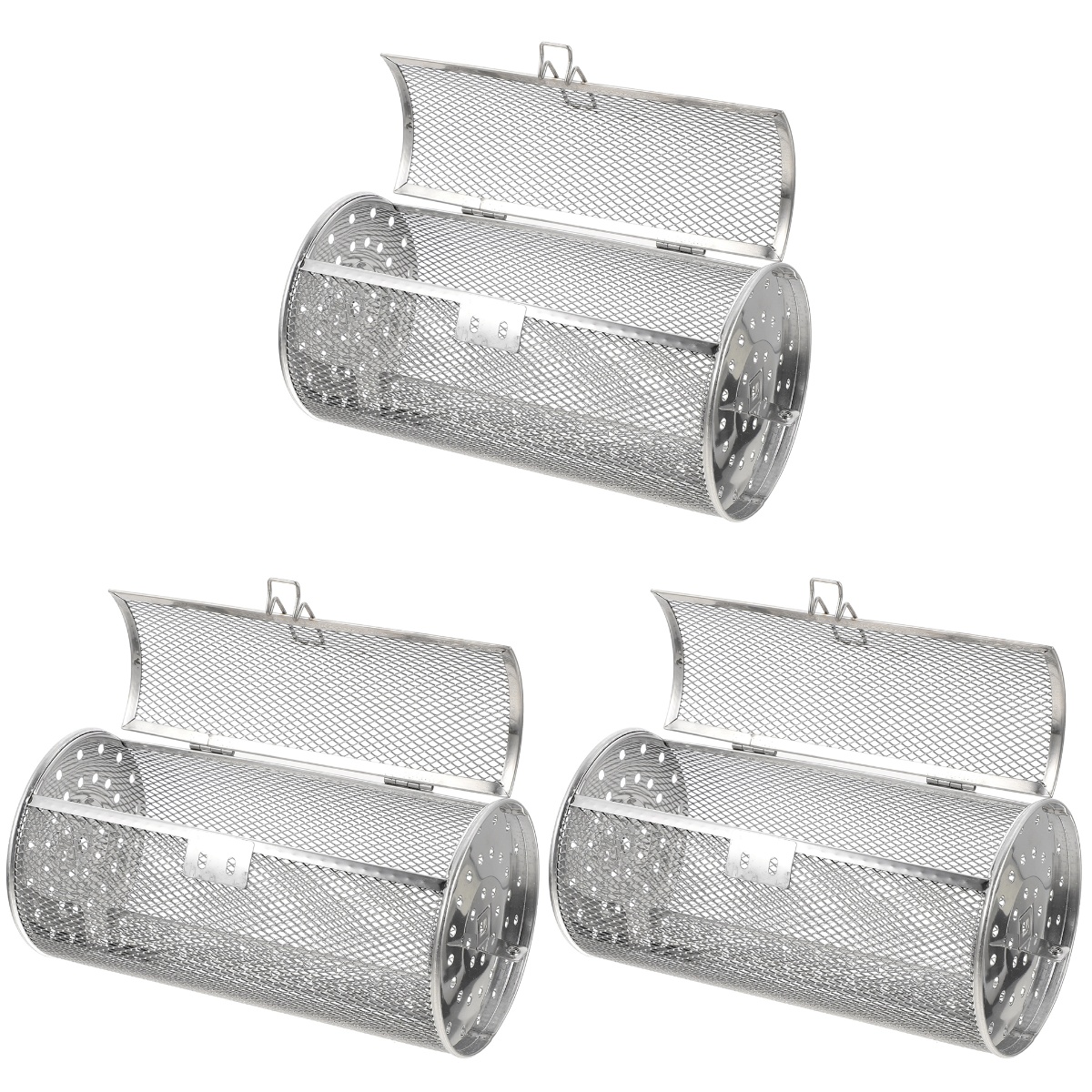 BESTONZON 3pcs Grill Roaster Drum Air Fryer Oven Basket Stainless Steel