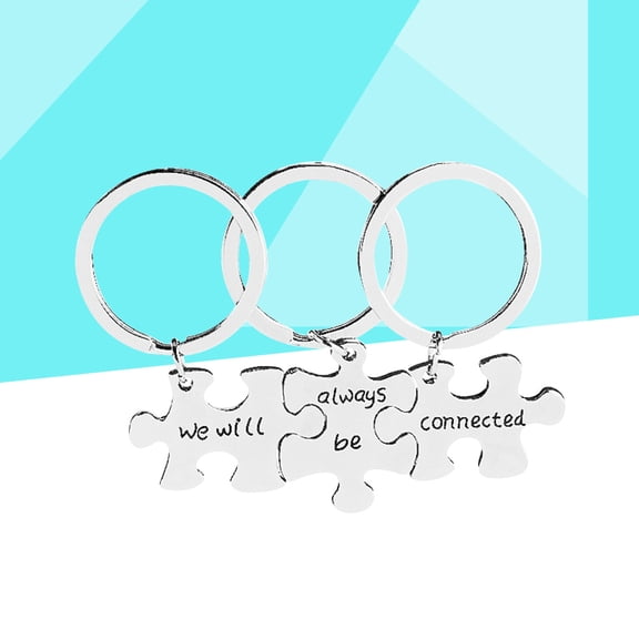 BESTONZON Unique Couple Keychain Elegant Design 3Pcs Alloy Key Rings for Lovers