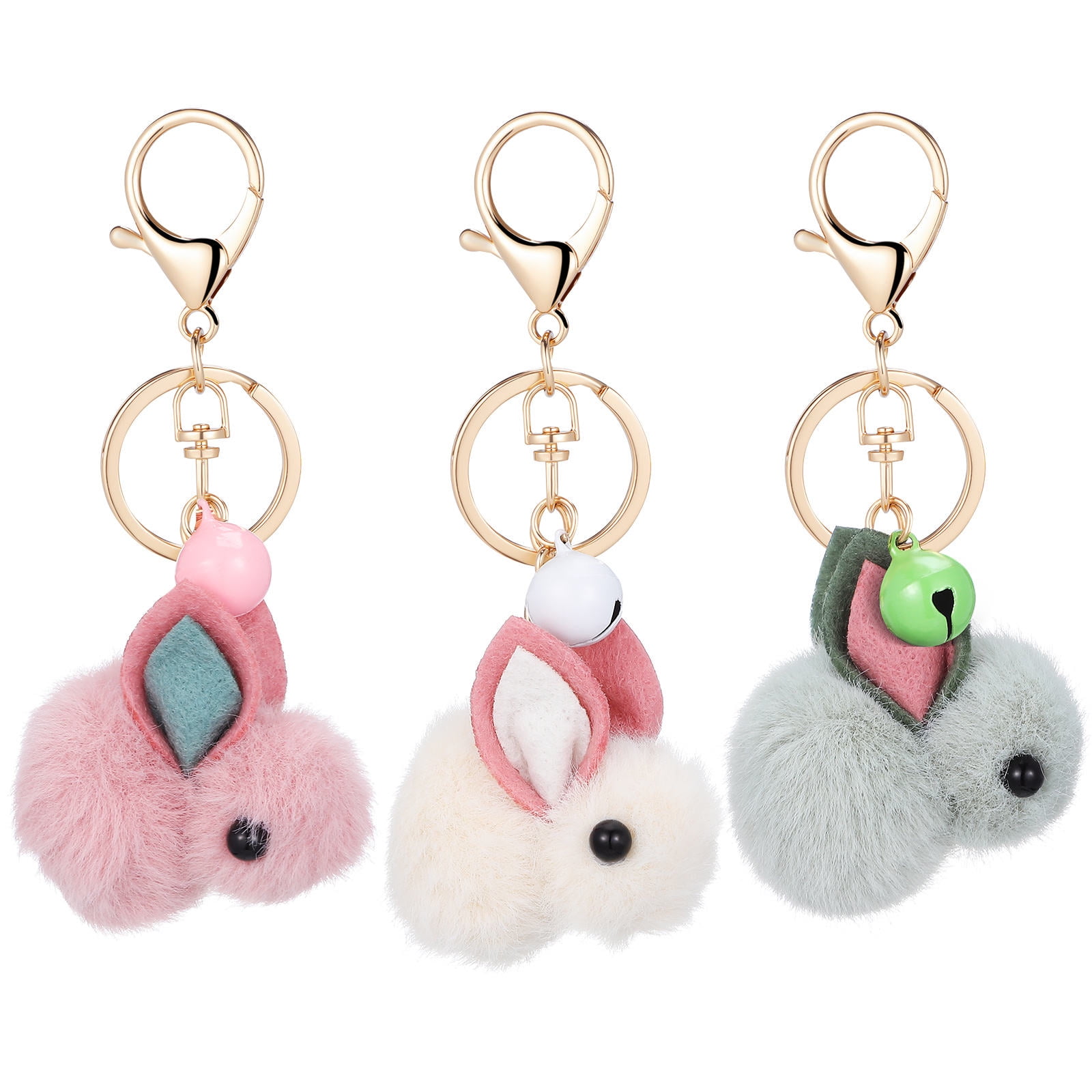 BESTONZON 3Pcs Durable Alloy Rabbit Keychain Pendant for Key Ring and ...