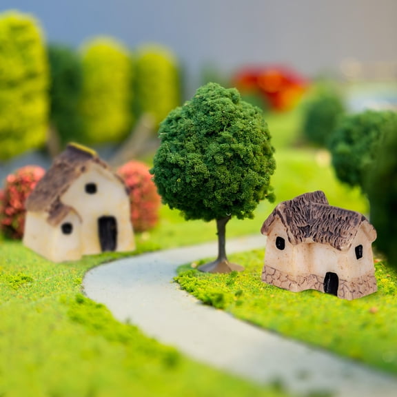 BESTONZON 4PCS Micro House Resin Assorted Color Random Style Miniature Landscapes Home Decor