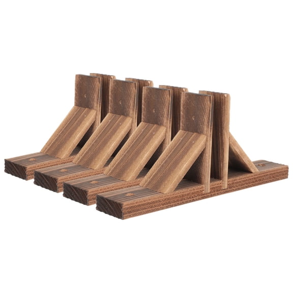 BESTONZON 4Pcs Small Fence Base Wood Fence Holder for Yard Garden Durable Brown Material