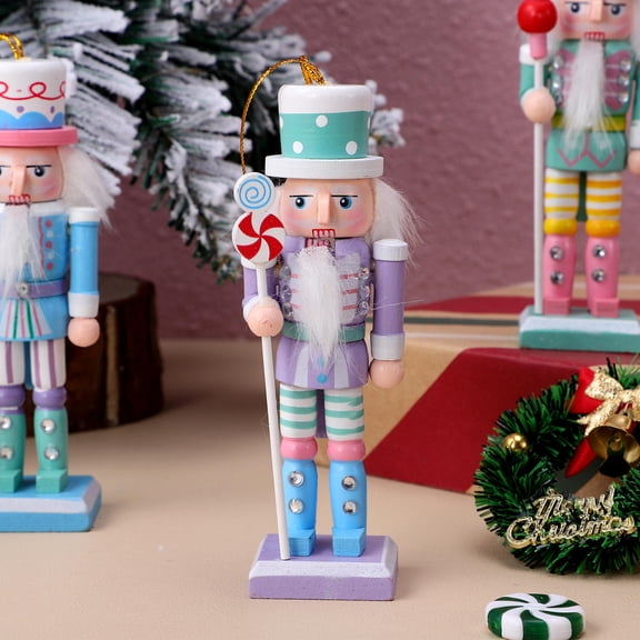 BESTONZON Christmas Nutcracker Figures Assorted Color Wooden Decor for Home and Office 4Pcs