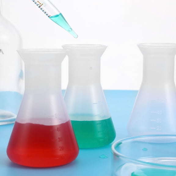 BESTONZON 5Pcs Plastic Erlenmeyer Flasks Transparent Conical Bottles for Laboratory Storage