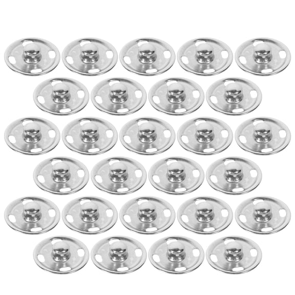BESTONZON 50Sets Plated Silver Metal Snaps Buttons Brass Sew on Fasteners Perfect for Jackets Coats DIY Use