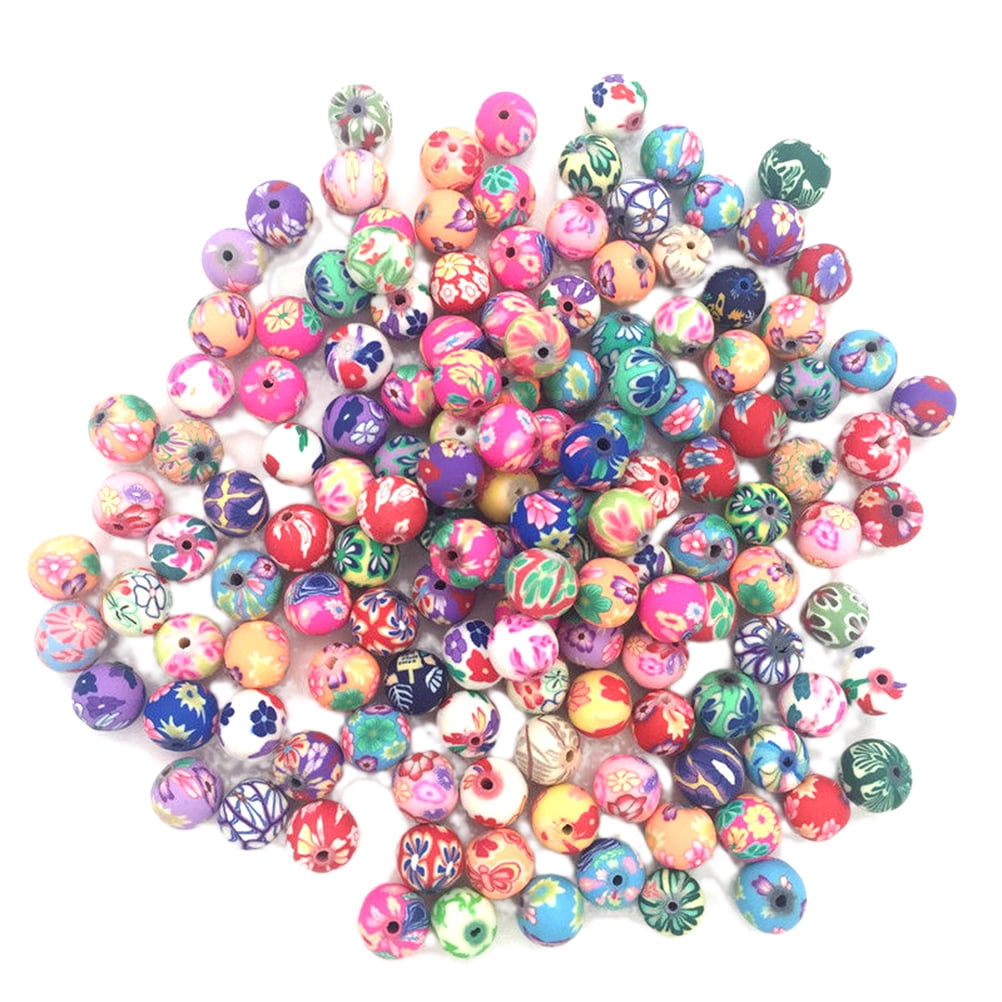BESTONZON 50pcs 8MM Clay Beads Decorative Spacer Beads Colorfully