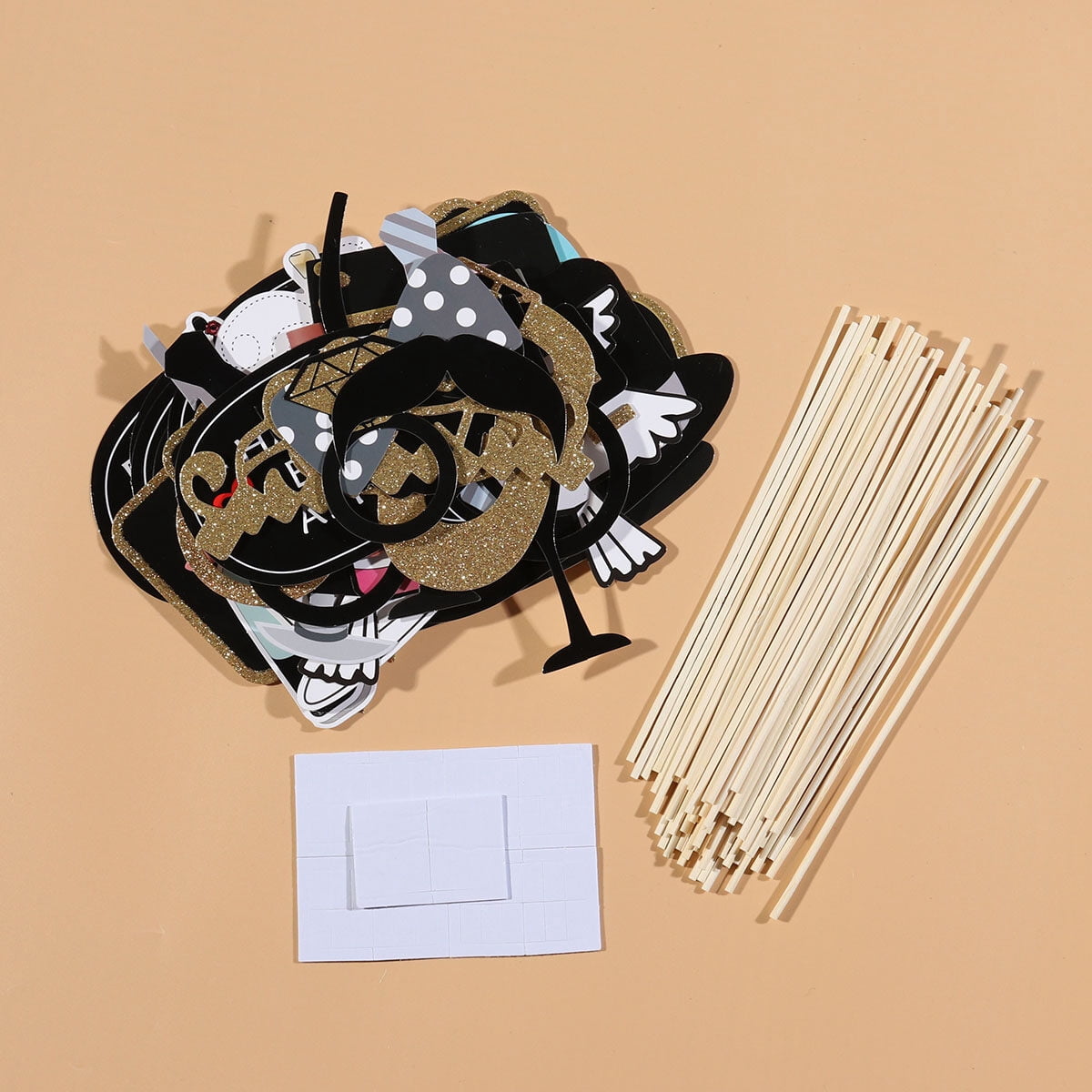 BESTONZON 53Pcs Photo Booth Props with Assorted Colors Paper and Wooden ...
