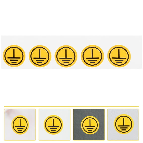 BESTONZON Yellow Electrical Ground Symbol Sticker Self Adhesive Warning Label for Panels