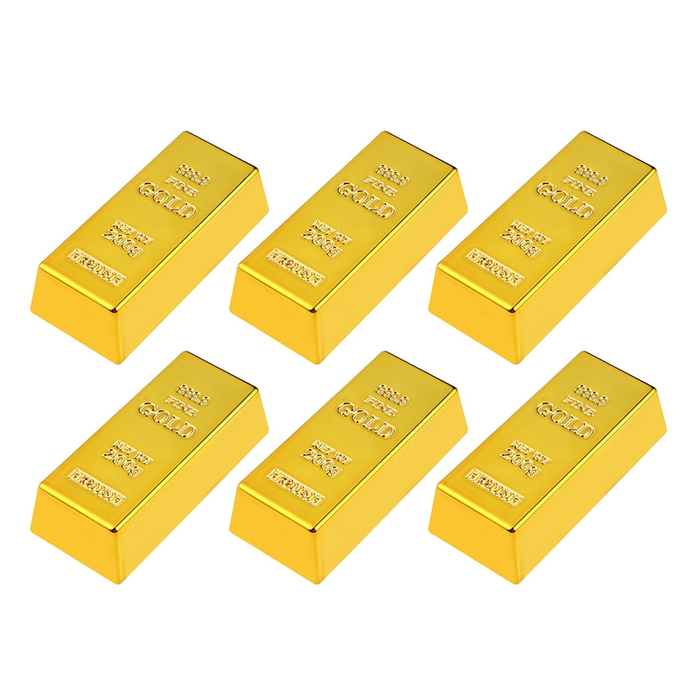BESTONZON 6 Pcs Simulation Gold Bars Plastic Gold Bar Decorative Props