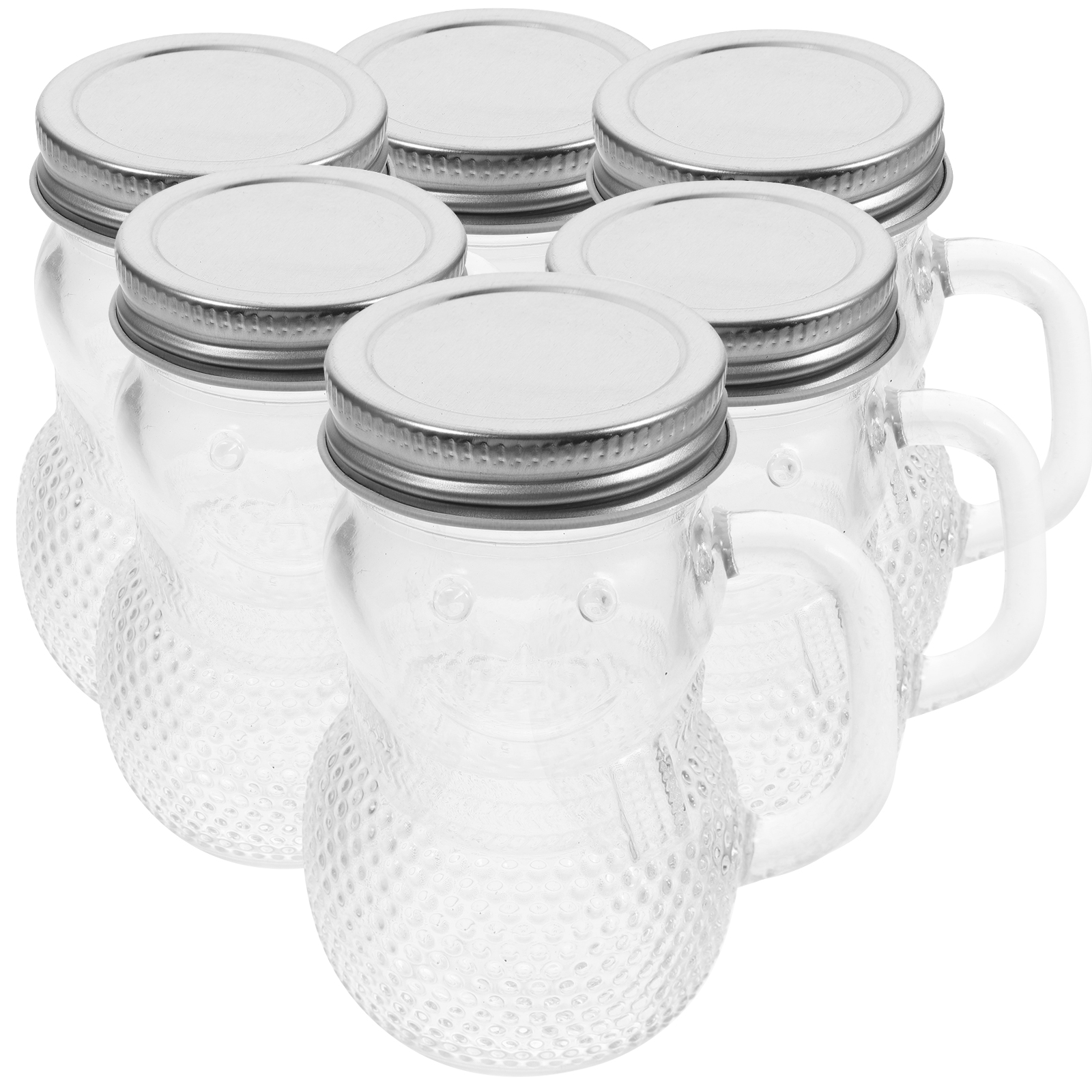 BESTONZON 6Pcs Christmas Empty Juice Bottles Glass Jars Snowman Glass