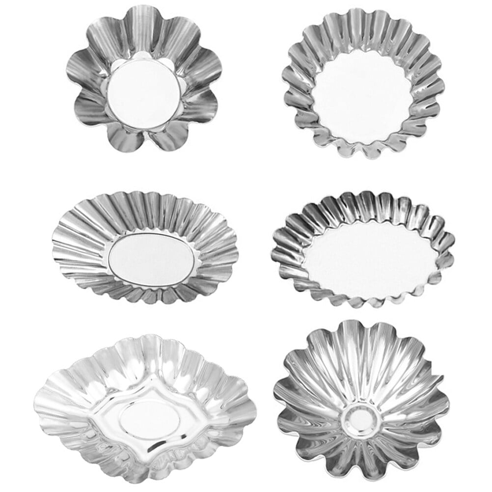 BESTONZON 6Pcs Egg Tart Molds Stainless Steel Egg Tart Baking Molds
