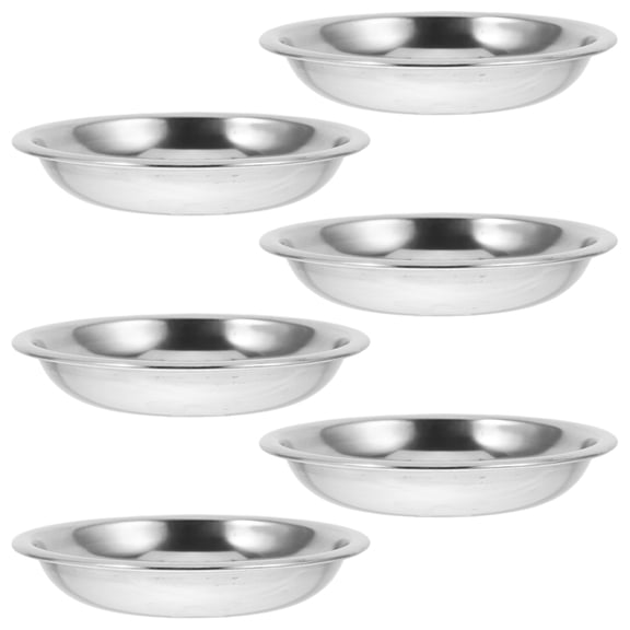 BESTONZON 6Pcs Plated Silver Metal Sauce Dishes Smooth Surface Small Round Dip Plates for Party and Restaurant