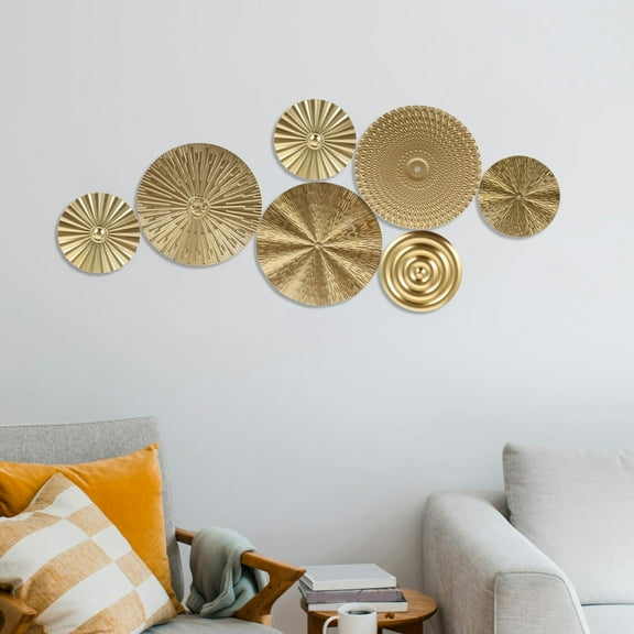 BESTONZON Circle Art Wall Decor Golden Disc Pieces Luxury Design