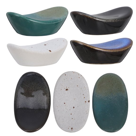 BESTONZON Chopstick Rest Holder Premium Ceramic Material Compact Design 7Pcs