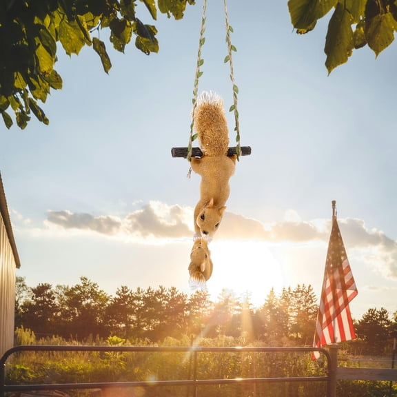 BESTONZON Cute Resin Squirrel Statue, Orange, Lovely Courtyard Accessory