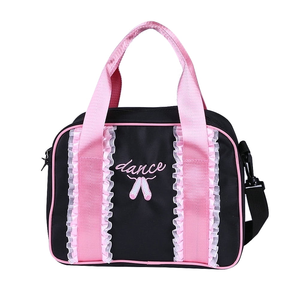 BESTONZON Black Shoulder Dance Bag Kids Lace Ballet Tote Bag Girls Duffle Bag Messenger Bag for Ballerina Dancer