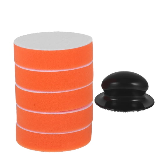 BESTONZON 1Set Orange Buffing Pad with Handle for Car Polishing and Wax Application Manual Use