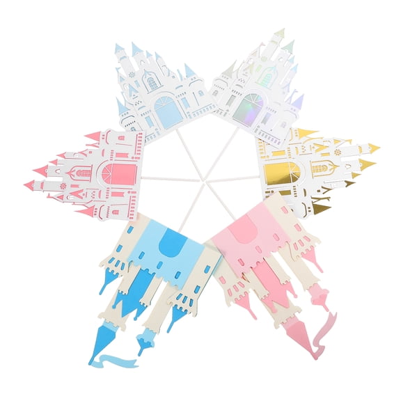 BESTONZON Castle Cake Ornament Assorted Color Paper for Cupcake Decoration 6Pcs