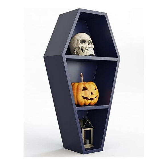 BESTONZON Coffin Shelf Wooden Coffin Storage Rack Spooky Wooden Goth ...