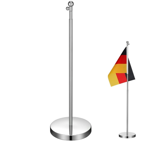 BESTONZON Telescopic Silver Flag Pole with Durable Household Flag Stand for Office and Home
