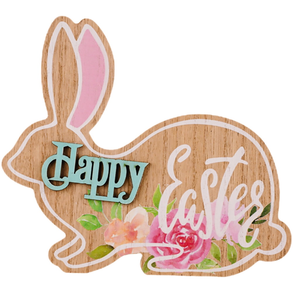 BESTONZON Easter Table Sign Easter Bunny Table Wood Sign Happy Easter Table Centerpiece