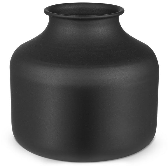 BESTONZON Large Black Metal Flower Vase with Matte Finish for Floral Arrangement