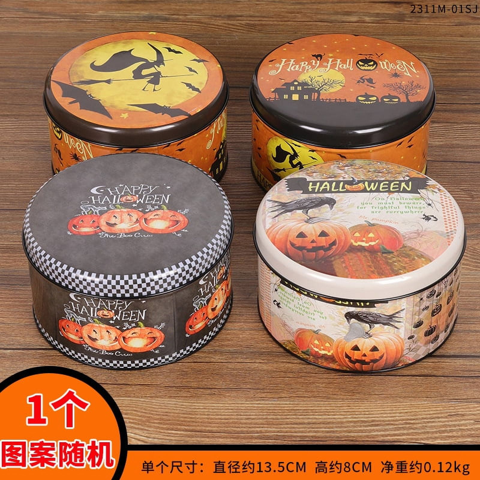 BESTONZON Halloween Storage Box Empty Metal Box Cookies Container Candy