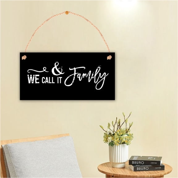 BESTONZON Jute Hanging Sign Black Wood Record Board Home Decoration for Shop Owners 1Pack