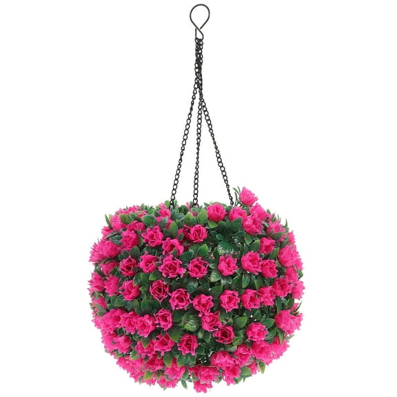 BESTONZON Pink SolarPowered Hanging Topiary Ball Light for Festive Garden Decor with Realistic Texture and Strong Chain