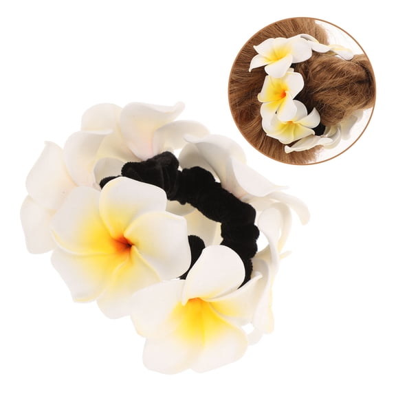 BESTONZON Lightweight White Hair Scrunchies Hawaiian Flower Hair Accessories