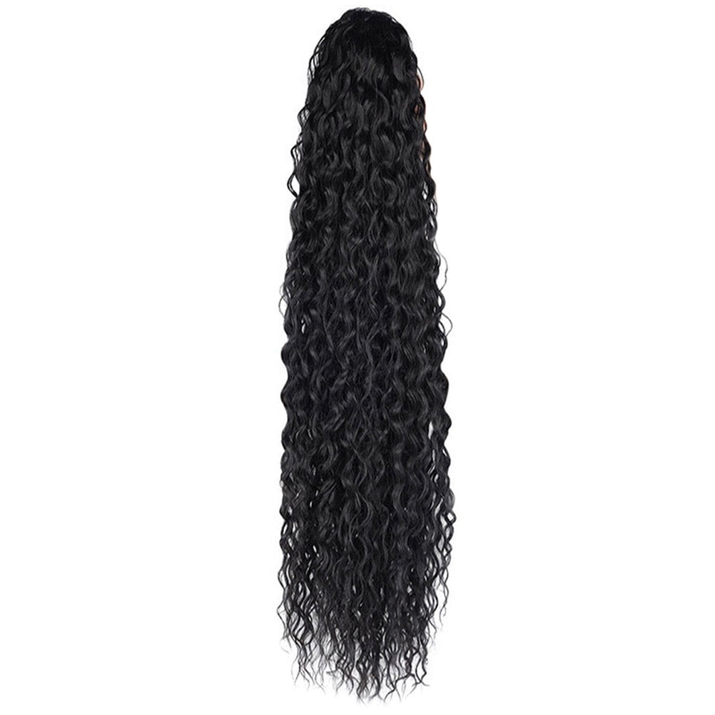 CATIEBYE Hair Ponytails for Women Black Long Curly Ponytail for Stage Performance 1Pcs 23.6X3.1In