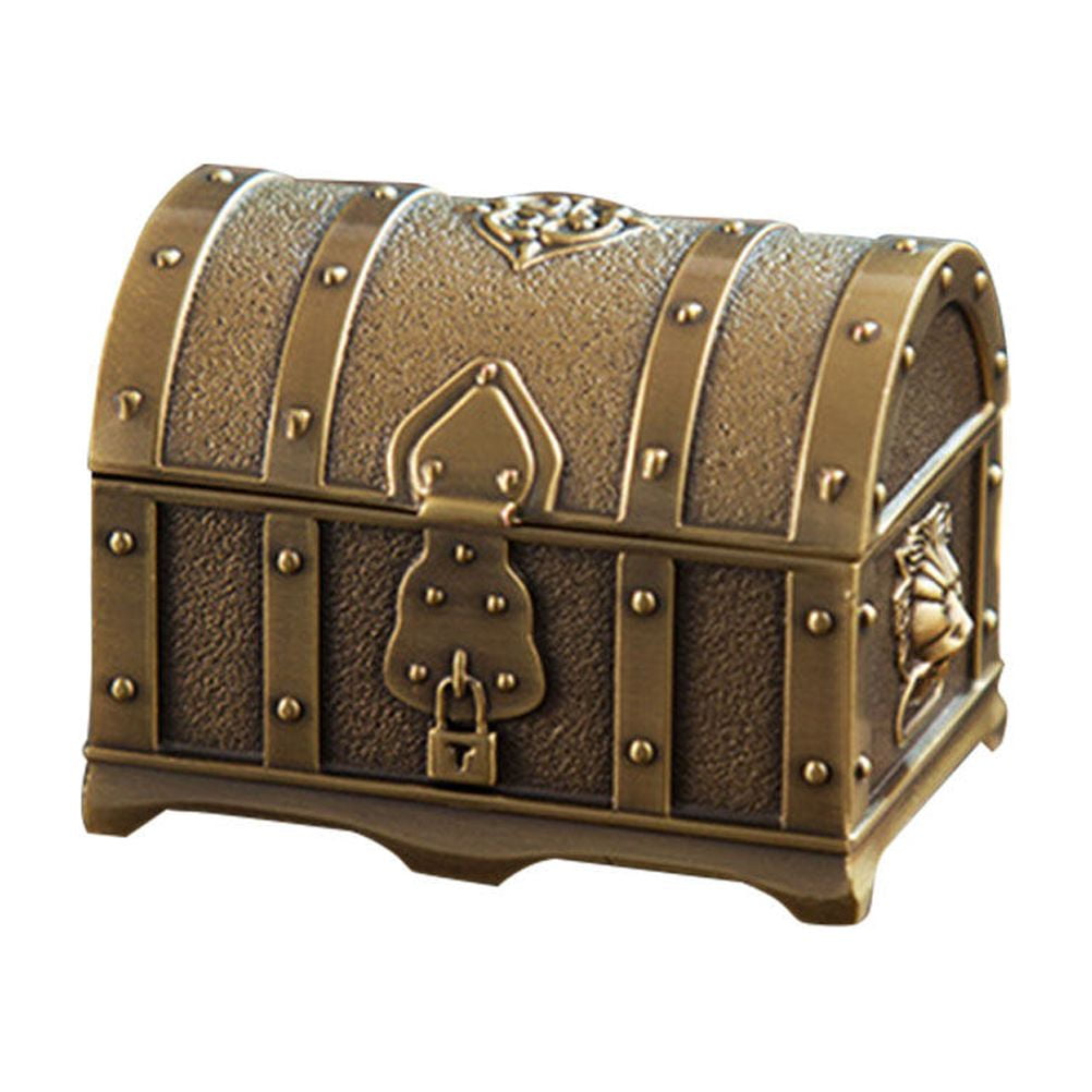 BESTONZON Metal Jewelry Box Pirate Treasure Chest Jewelry Box for Storage Use Bronze Color